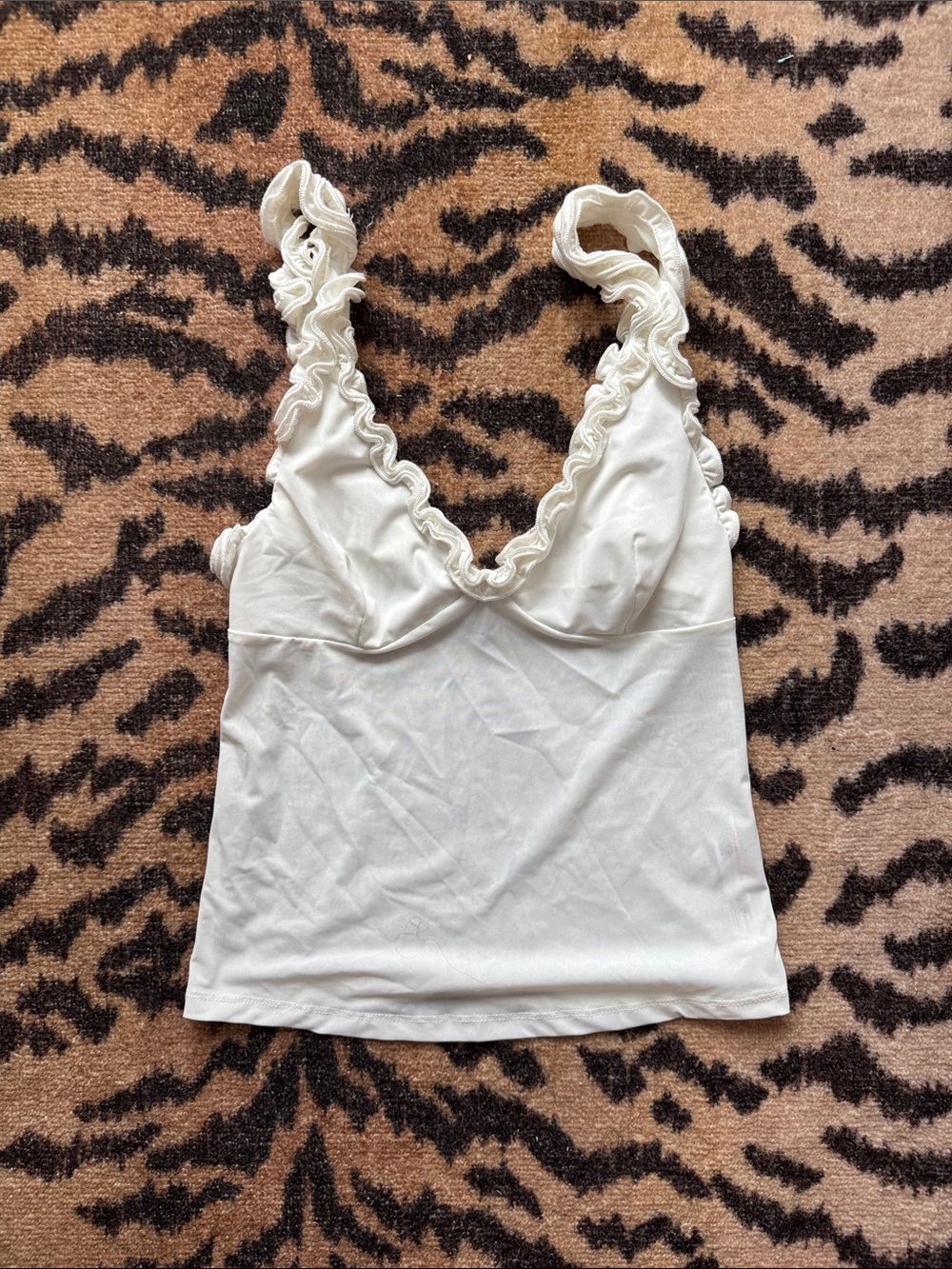 Urban Outfitters Cream Ruffled V-Neck Camisole